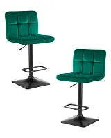 Стул барный набор 2 шт. SET-2 5018-LM DOMINIC, цвет сиденья зеленый велюр (MJ9-88), цвет основания черный Dobrin, /велюр, ножки/металл/чёрный, размеры - 940*1150***420*520