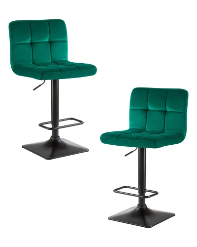 Стул барный набор 2 шт. SET-2 5018-LM DOMINIC, цвет сиденья зеленый велюр (MJ9-88), цвет основания черный Dobrin, /велюр, ножки/металл/чёрный, размеры - 940*1150***420*520