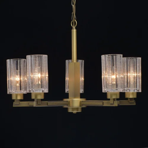 Люстра подвесная Альгеро 285011605 MW-Light прозрачная на 5 ламп, основание латунь в стиле классический  фото 3