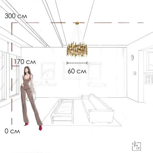 Светильник подвесной Escama 10396/600C LOFT IT золотой на 10 ламп, основание золотое в стиле современный фото 10