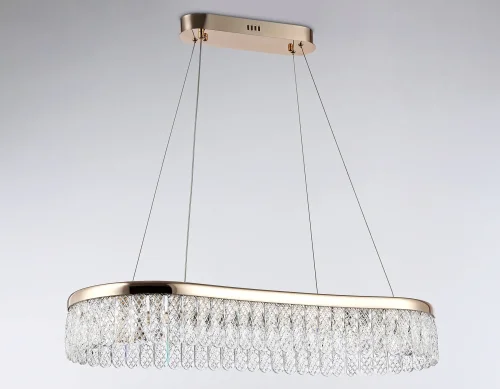 Люстра подвесная LED TR49737 Ambrella light прозрачная на 1 лампа, основание золотое в стиле современный хай-тек  фото 8