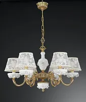 Люстра подвесная  L 9101/6 Reccagni Angelo белая на 6 ламп, основание золотое в стиле классический 