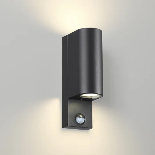 Настенный светильник с датчиком движения Motto 4390/2W Odeon Light уличный IP44 чёрный 1 лампа, плафон чёрный в стиле хай-тек GU10 фото 2