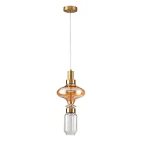 Светильник подвесной LED Fiorato A2442SP-10PB Arte Lamp разноцветный янтарный на 1 лампу, основание медь в стиле арт-деко современный 