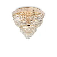 Люстра потолочная хрустальная DUBAI PL6 OTTONE Ideal Lux прозрачная на 6 ламп, основание латунь в стиле классический 