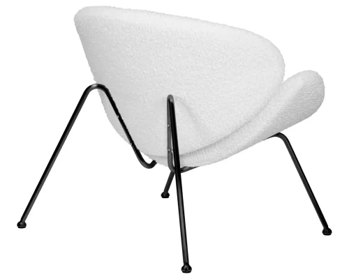 Кресло дизайнерское  72-LMO EMILY, цвет сиденья букле белый, цвет основания черный Dobrin, белый/букле, ножки/металл/чёрный, размеры - ****810*780 фото 4
