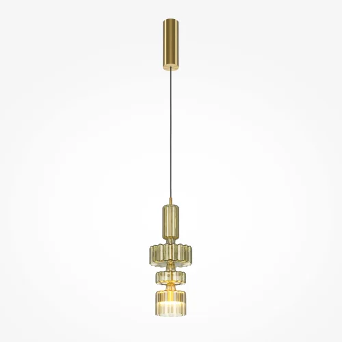 Светильник подвесной LED Level MOD253PL-L18BS3K3 Maytoni янтарный на 1 лампу, основание латунь в стиле современный арт-деко выдувное фото 3
