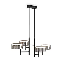 Светильник подвесной LED Tower FR5536PL-L14B Freya дымчатый на 4 лампы, основание чёрное в стиле современный 