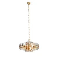 Люстра подвесная V5857-8/12 Vitaluce янтарная на 12 ламп, основание золотое в стиле классический современный 
