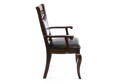 Кресло Drage cappuccino 1611 Woodville, чёрный/искусственная кожа, ножки/массив гевеи дерево/коричневый капучино, размеры - ****650*550 фото 4