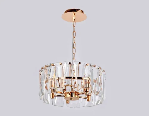 Люстра подвесная TR5167 Ambrella light прозрачная на 5 ламп, основание золотое в стиле современный классический  фото 4