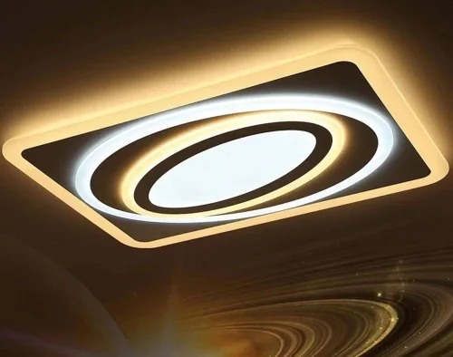 Люстра с пультом LED Calmazzo OML-06007-120 Omnilux белая на 1 лампу, основание белое в стиле хай-тек с пультом квадраты фото 2
