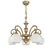Люстра подвесная  L 8500/5 Reccagni Angelo белая на 5 ламп, основание золотое в стиле классический 