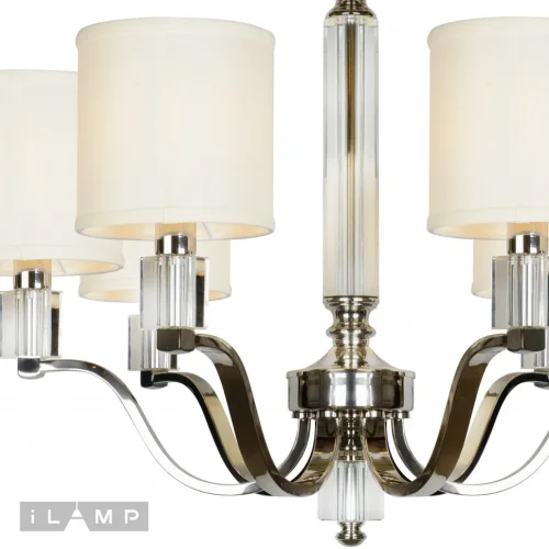 Люстра подвесная Miami P2337-6 nic iLamp бежевая на 6 ламп, основание никель в стиле американский современный  фото 3