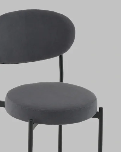 Стул Полубарный Бриф DD велюр тёмно-серый УТ000041517 Stool Group, серый/велюр, ножки/сталь/чёрный, размеры - ***** фото 8