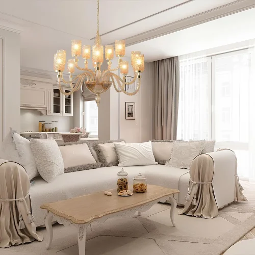 Люстра подвесная SILVESTRO SP12 AMBER Crystal Lux золотая янтарная на 12 ламп, основание золотое янтарное в стиле классический фото 7