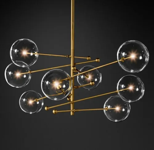 Светильник подвесной ImperiumLoft Globe Mobile 8 brass KG0835P-8 brass 109507-30 ImperiumLoft прозрачный на 8 ламп, основание латунь в стиле современный фото 3