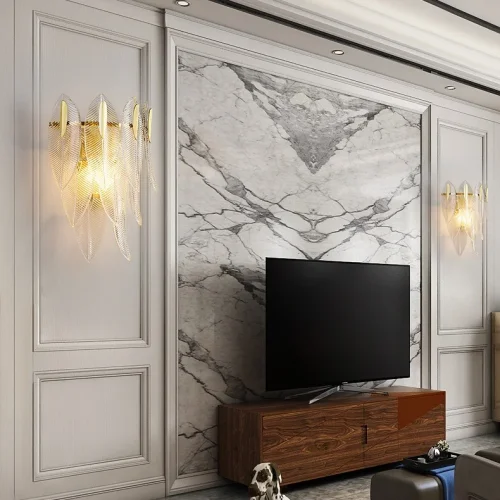 Бра NIBA WALL B 207954-26 ImperiumLoft прозрачный на 2 лампы, основание золотое в стиле современный лофт фото 4