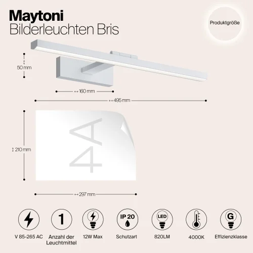 Подсветка для картин LED Bris MIR008WL-L12W4K Maytoni белая в стиле современный фото 12