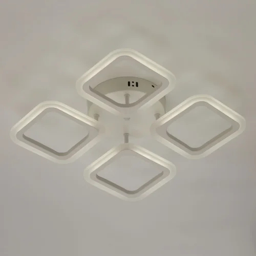 Люстра потолочная LED с пультом Мадлен 424012804 DeMarkt белая на 1 лампа, основание белое в стиле хай-тек с пультом квадраты фото 5