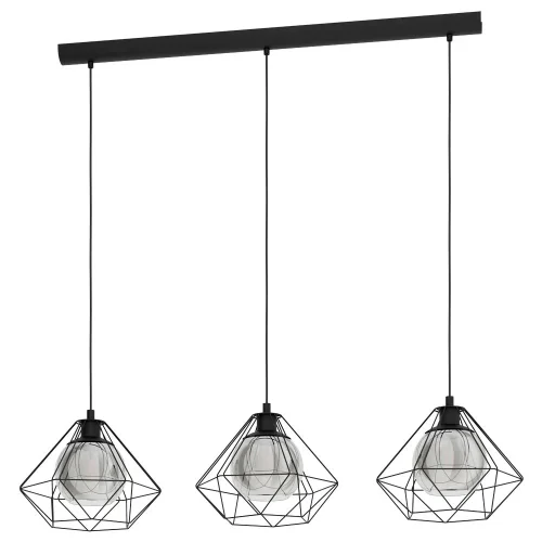 Светильник подвесной Vernham 43483 Eglo серый чёрный 3 лампы, основание чёрное в стиле современный лофт 