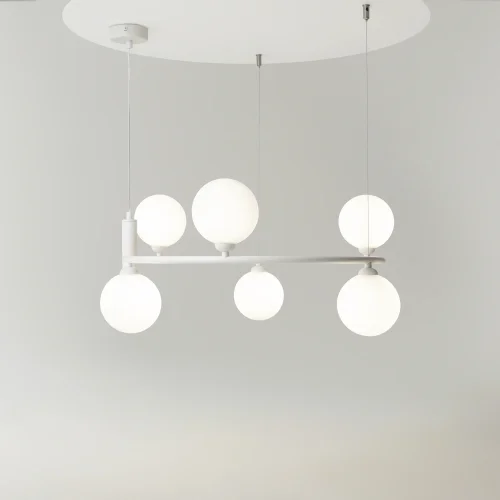 Люстра подвесная Ring MOD013PL-06W Maytoni белая на 6 ламп, основание белое в стиле современный шар фото 7
