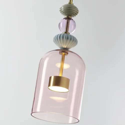 Светильник подвесной LED Palleta 5045/12L Odeon Light розовый 1 лампа, основание античное бронза в стиле современный  фото 5