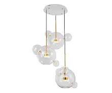 Светильник подвесной LED Галла 07545-4 (3A),21 Kink Light прозрачный 3 лампы, основание золотое в стиле современный каскад шар