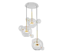 Светильник подвесной LED Галла 07545-4 (3A),21 Kink Light прозрачный на 3 лампы, основание золотое в стиле современный каскад шар
