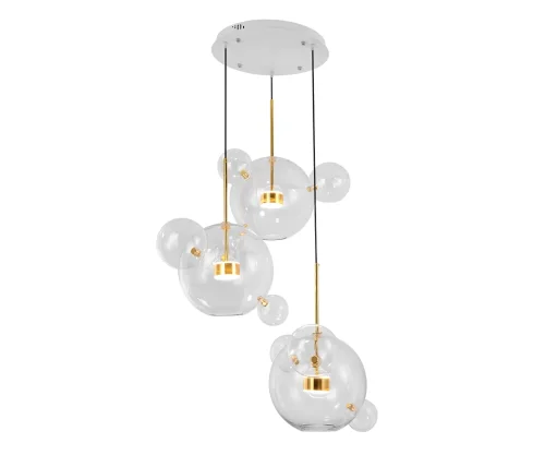 Светильник подвесной LED Галла 07545-4 (3A),21 Kink Light прозрачный 3 лампы, основание золотое в стиле современный каскад шар