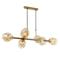 Люстра подвесная Traube 2362-6P Favourite янтарная на 6 ламп, основание золотое в стиле современный шар