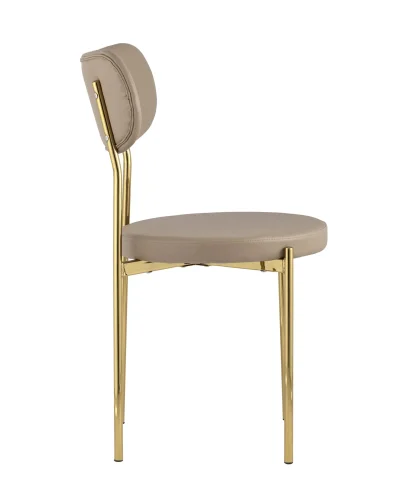 Стул обеденный Барбара, экокожа бежевая, золотые ножки УТ000028059 Stool Group, бежевый/экокожа, ножки/металл/золотой, размеры - ****485*535 фото 2