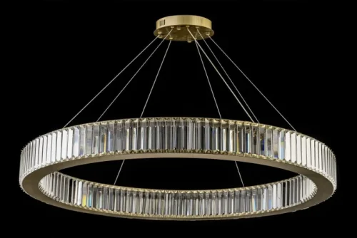 Люстра подвесная хрустальная LED Anzio L 1.5.100.100 A Arti Lampadari прозрачная на 1 лампа, основание бронзовое в стиле современный кольца фото 2