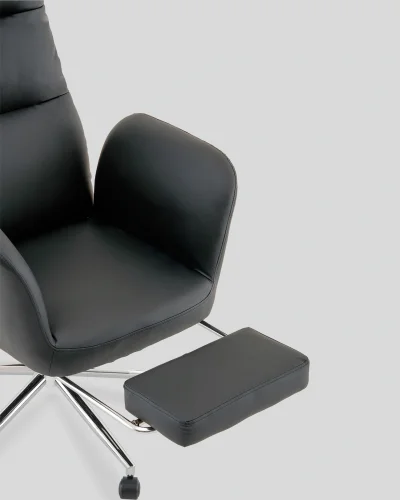 Кресло руководителя TopChairs Solid с оттоманкой, черный УТ000040808 Stool Group, чёрный/экокожа, ножки/металл/хром, размеры - 1200*1280**** фото 10