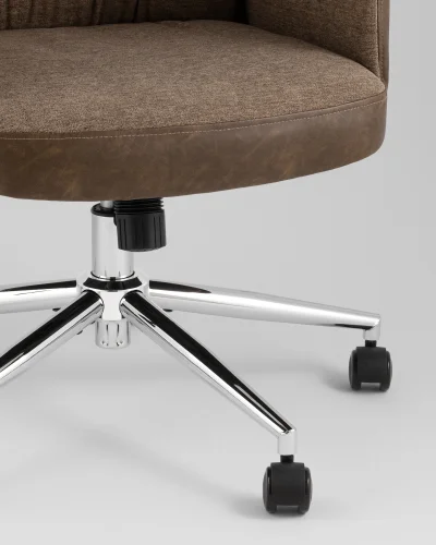 Кресло офисное TopChairs Neoma, коричневый, экокожа, ткань УТ000041771 Stool Group, /, ножки//, размеры - ***** фото 4