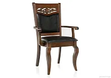 Кресло Drage cappuccino 1611 Woodville, чёрный/искусственная кожа, ножки/массив гевеи дерево/коричневый капучино, размеры - ****650*550