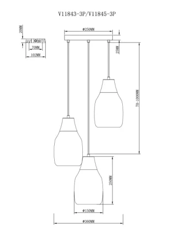 Светильник подвесной Adalina V11845-3P Moderli белый на 3 лампы, основание белое в стиле лофт современный каскад фото 3 Светильник подвесной Adalina V11845-3P Moderli белый на 3 лампы, основание белое в стиле лофт современный каскад фото 3