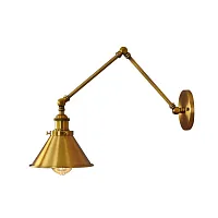 Бра лофт Gubi LDW B005-2 BRASS Lumina Deco бронзовый на 1 лампу, основание бронзовое в стиле лофт 
