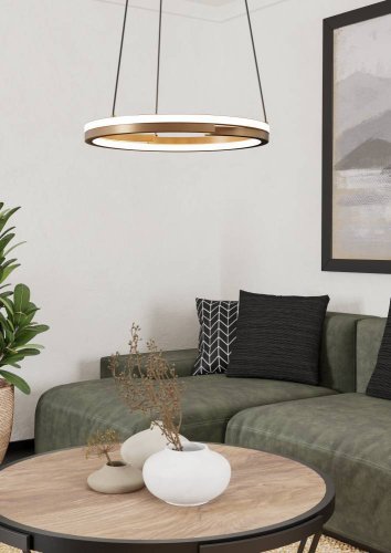 Светильник подвесной LED Mezzomonte 901826 Eglo бронзовый на 1 лампу, основание чёрное в стиле современный хай-тек кольца фото 2