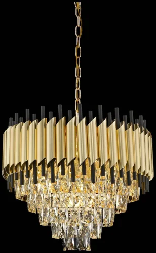 Люстра подвесная Cartuccia WE138.12.403 Wertmark прозрачная золотая на 12 ламп, основание золотое в стиле современный 