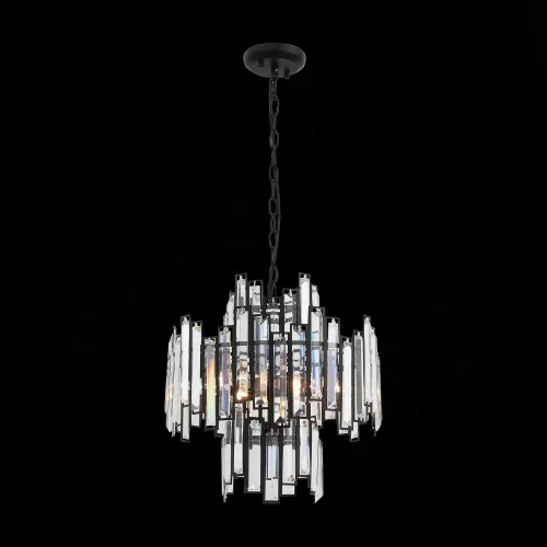 Люстра подвесная Chiarezza SL665.443.06 ST-Luce прозрачная чёрная на 6 ламп, основание чёрное в стиле современный арт-деко американский 