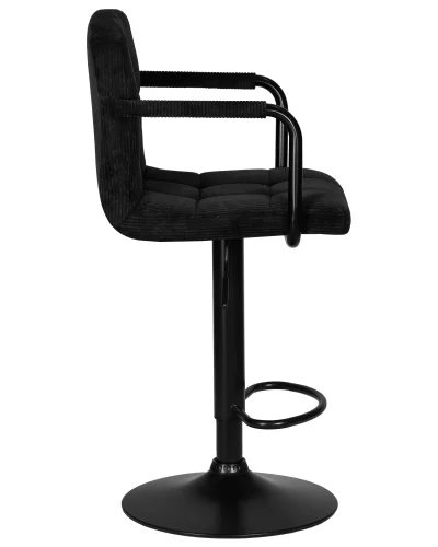 Стул барный 5011_BlackBase-LM KRUGER ARM BLACK, цвет сиденья черный вельвет (LAR-E2041-52), цвет основания черный Dobrin, чёрный/вельвет, ножки/металл/чёрный, размеры - 920*1130***510*490 фото 3