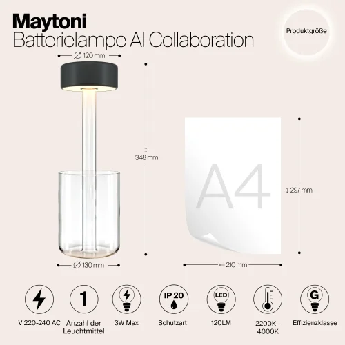 Настольная лампа LED AI Collaboration MOD229TL-L3B3K1 Maytoni чёрная на 1 лампу, основание прозрачное стекло в стиле хай-тек современный беспроводная зарядка фото 3
