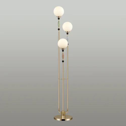 Торшер Palle 5405/3F Odeon Light  белый 3 лампы, основание золотое в стиле арт-деко
 фото 4