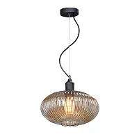 Светильник подвесной V4844-1/1S Vitaluce янтарный на 1 лампу, основание чёрное в стиле лофт выдувное