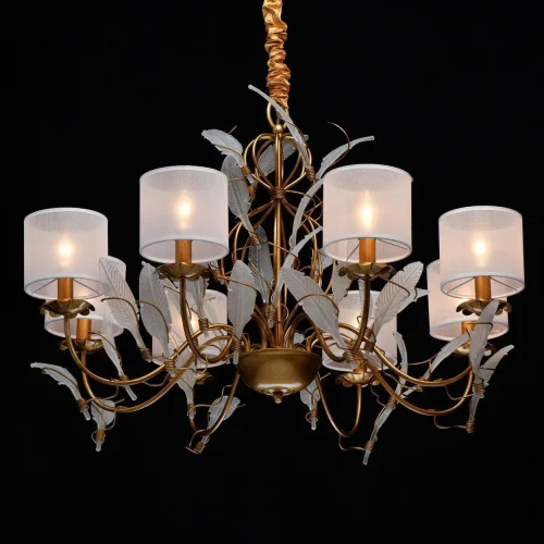 Люстра подвесная София 355014408 Chiaro белая на 8 ламп, основание бронзовое в стиле флористика классический  фото 2