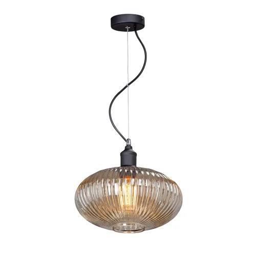 Светильник подвесной V4844-1/1S Vitaluce янтарный на 1 лампу, основание чёрное в стиле лофт выдувное