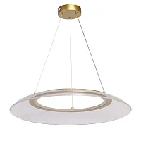 Светильник подвесной LED Конти 488011801 DeMarkt прозрачный 1 лампа, основание латунь в стиле современный хай-тек 