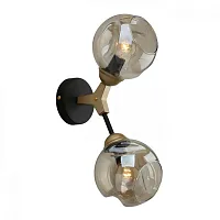 Бра Sandrigo OML-93601-02 Omnilux янтарный прозрачный 2 лампы, основание чёрное в стиле лофт 