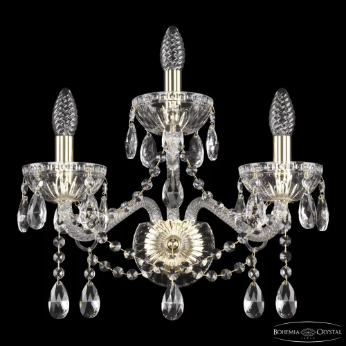 Бра 5413B/2+1/165 G Clear/M-1G Bohemia Ivele Crystal без плафона на 3 лампы, основание золотое прозрачное в стиле классический sp